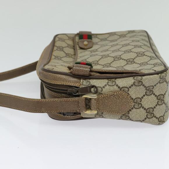 GUCCI GG Supreme Web Sherry Line Bag Pvc Beige Gold 904 02 049 - Picture 4 of 16